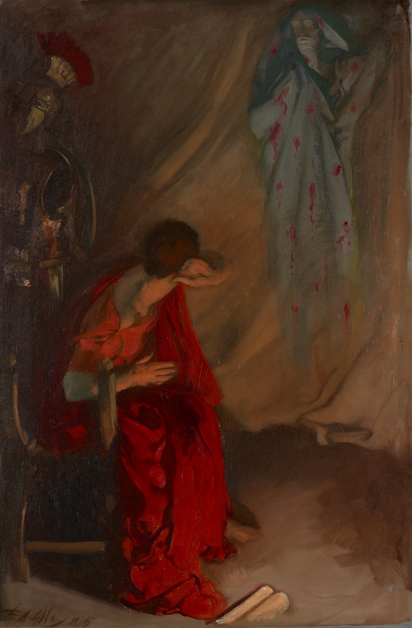 Dentro de la Tienda de Bruto: Entra el Fantasma de César, Julio César, Acto IV, Escena III de Edwin Austin Abbey