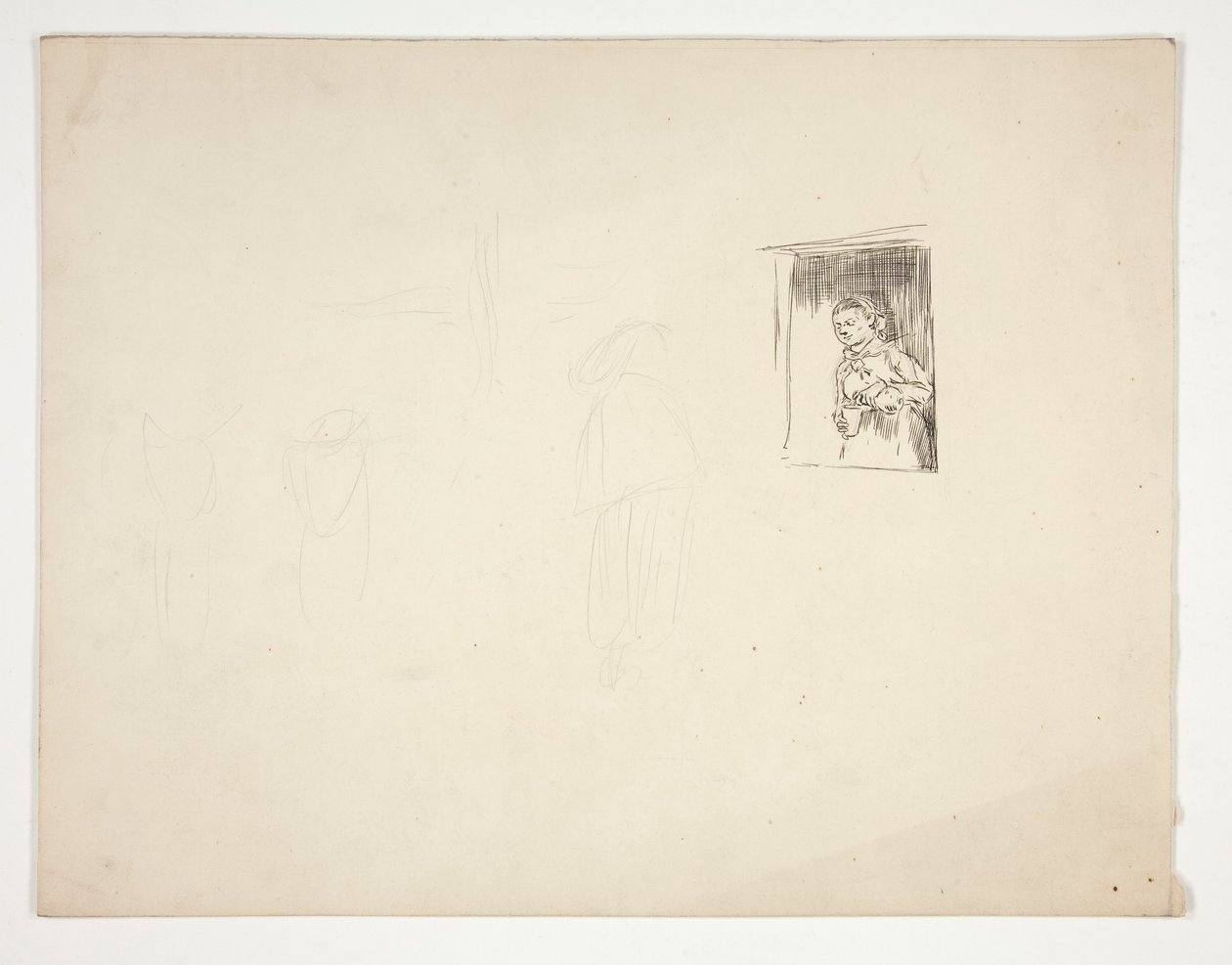 mujer, en, ventana, -, no identificado, ilustración de Edwin Austin Abbey