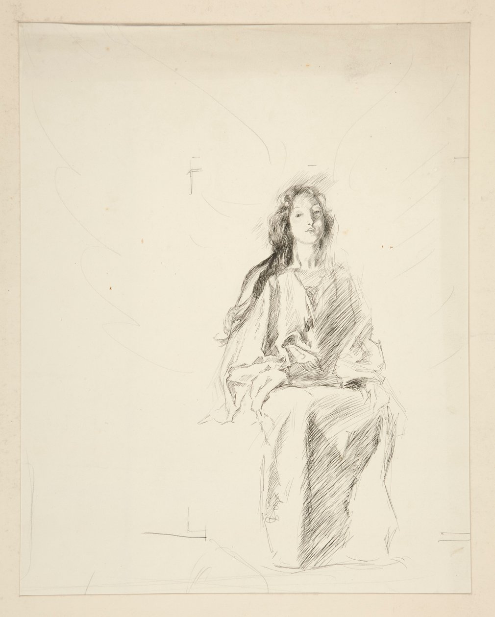 Mujer sentada, boceto de una obra de Shakespeare no identificada de Edwin Austin Abbey