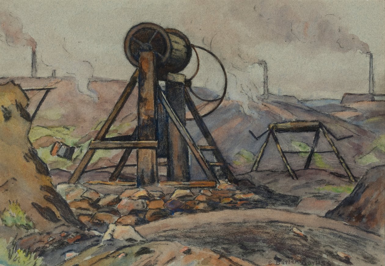 The Winding Gear (acuarela y carboncillo sobre papel) de Edwin Butler Bayliss