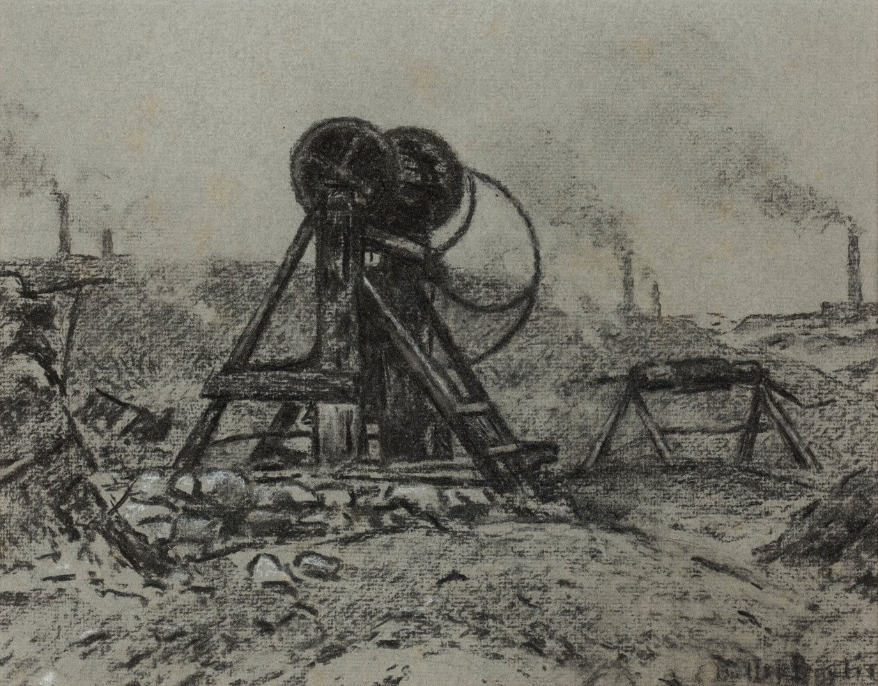 Winding Gear (carboncillo sobre papel) de Edwin Butler Bayliss
