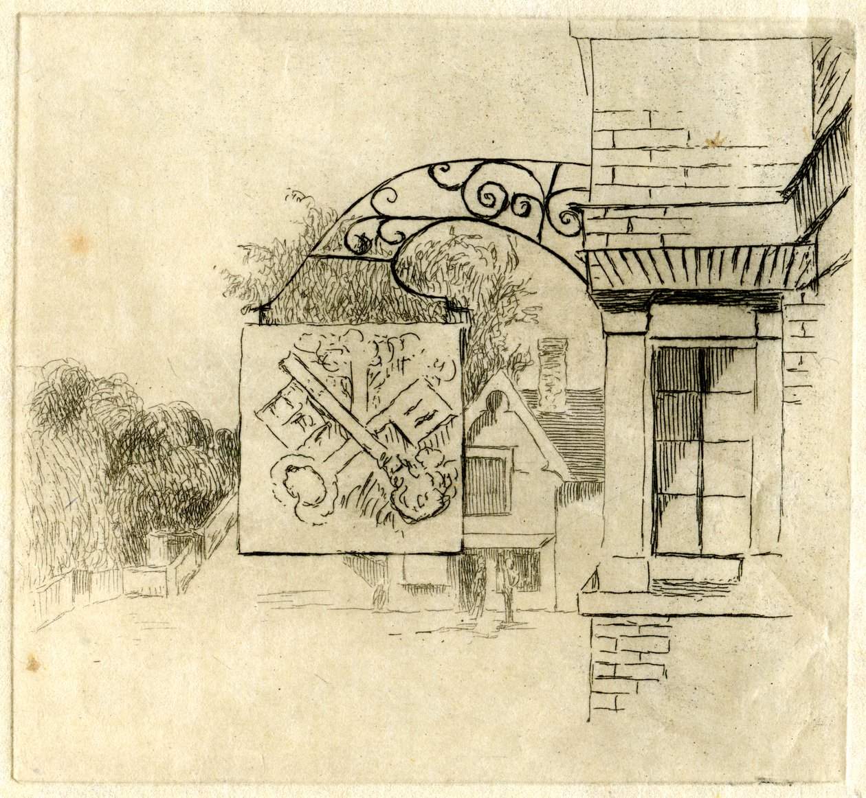 Signo de las Llaves Cruzadas, St Neots, Cambridgeshire, 1881 de Edwin Edwards