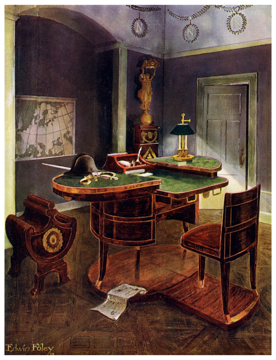 Escritorio de campaña de Napoleón I, Chateau de la Malmaison, Francia, 1911-1912 de Edwin Foley