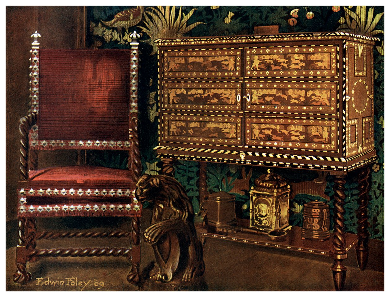 Grupo de muebles continentales de finales del siglo XVI, 1910 de Edwin Foley