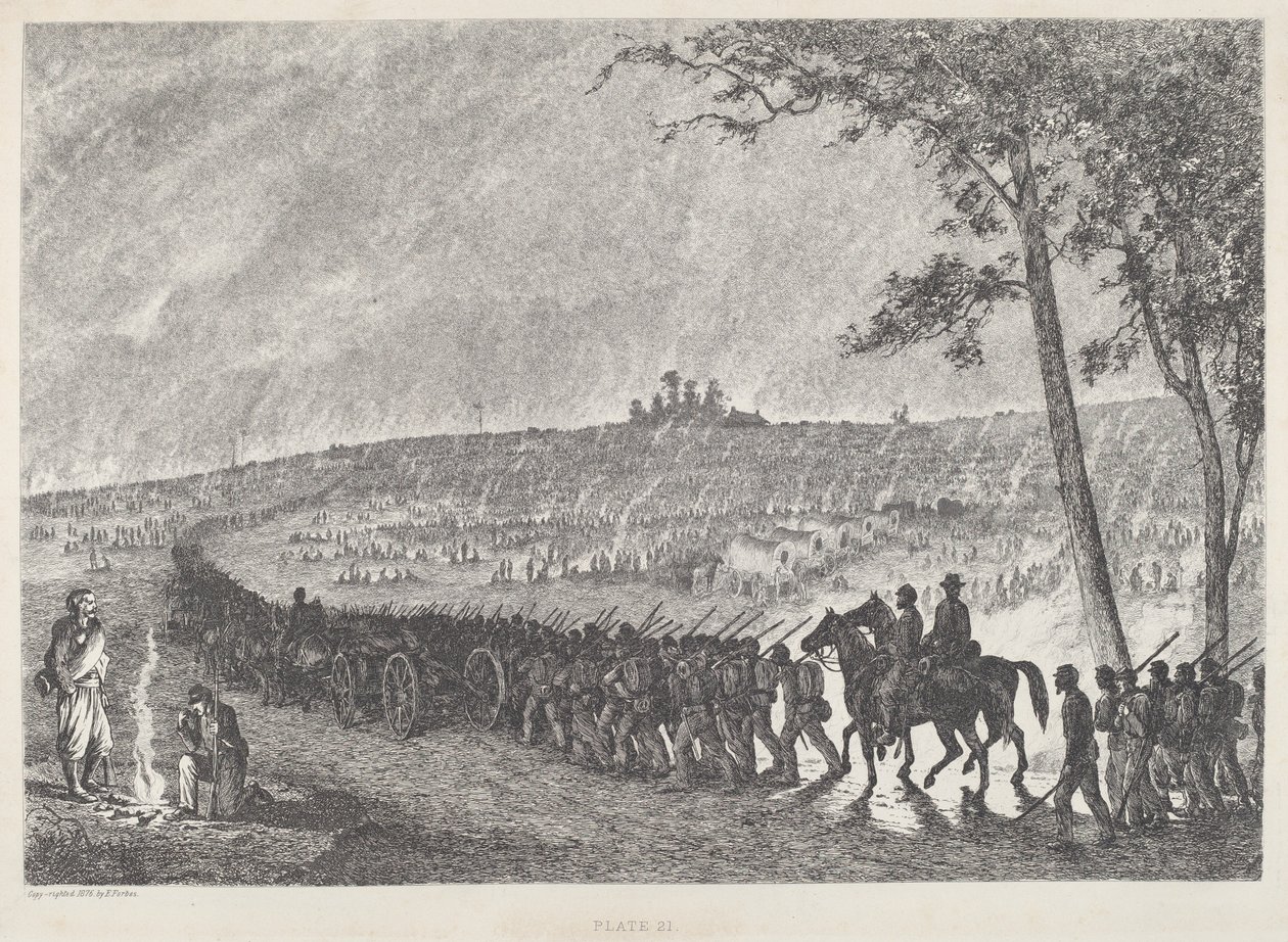 Entrando en el Campamento por la Noche de Edwin Forbes
