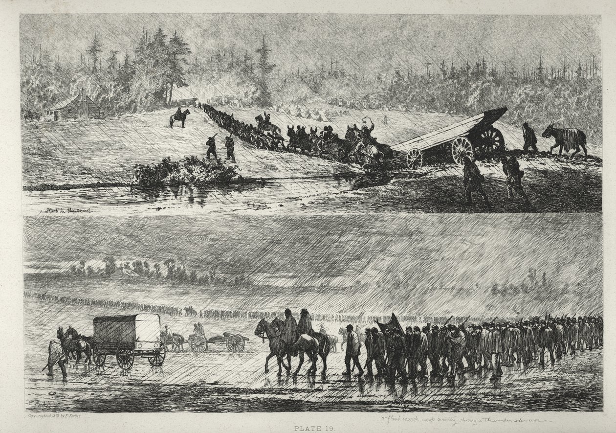 Marchando bajo la lluvia de Edwin Forbes