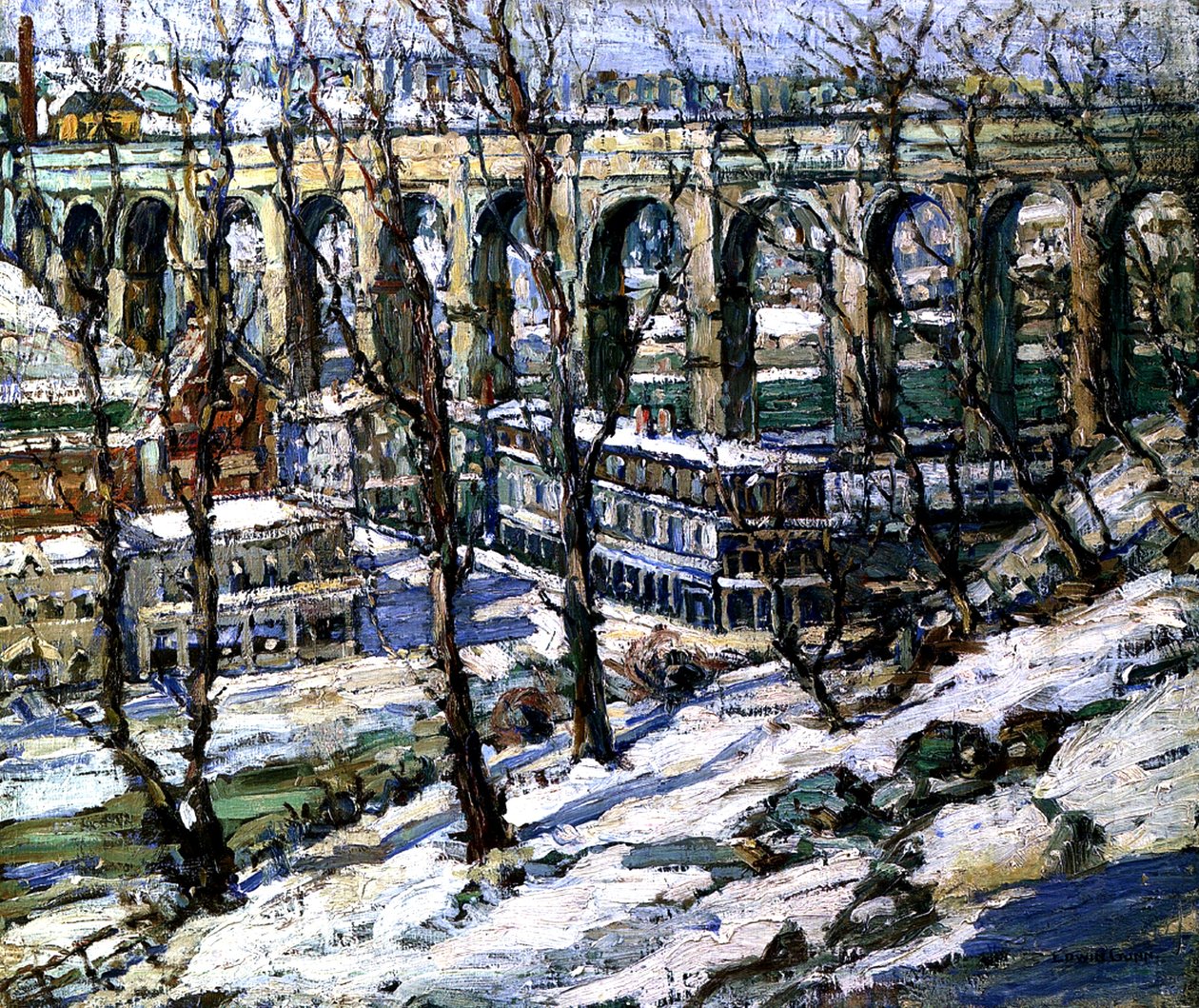 Puente Alto en el río Harlem, EE.UU., c.1907 de Edwin H. Gunn