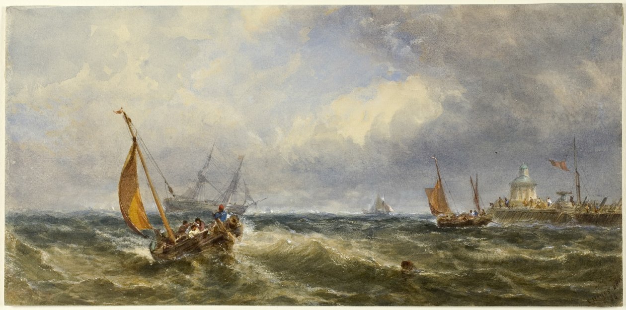 Vista Costera con Barcos de Edwin Hayes
