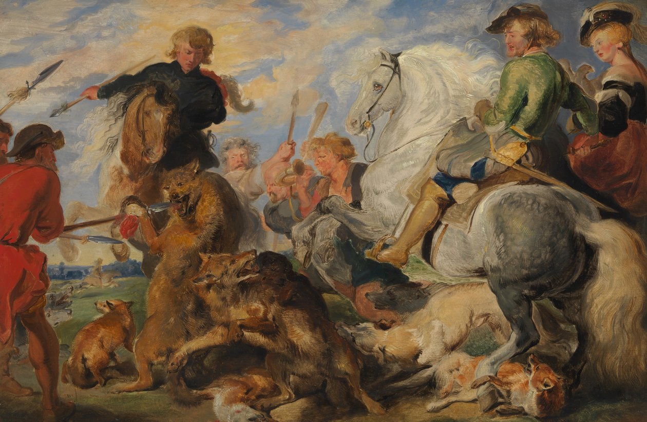 Copia de La Caza del Lobo y el Zorro de Rubens, ca. 1824-26 de Edwin Landseer