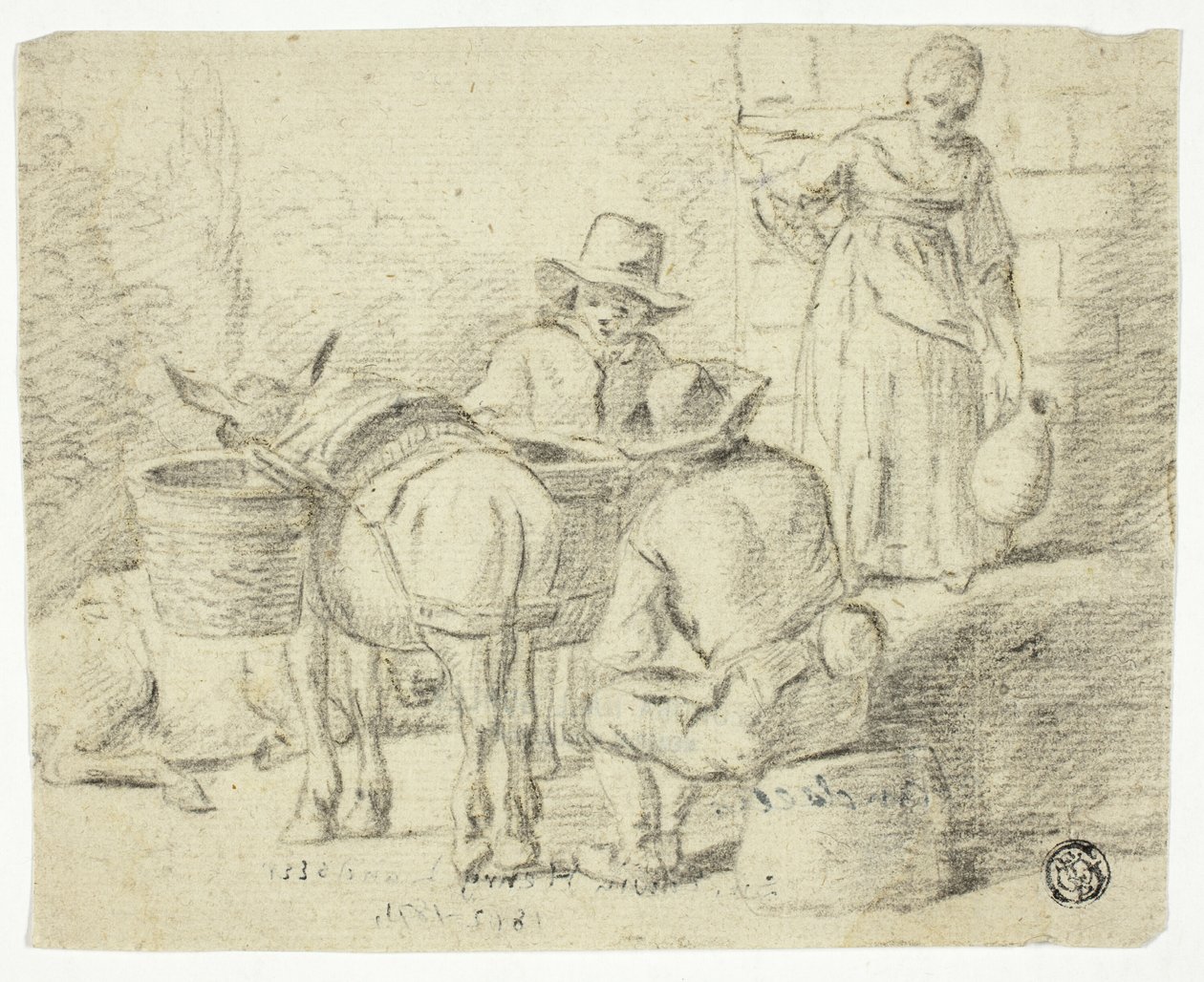 Hombres y burros, Mujer con cántaro de Edwin Henry Landseer