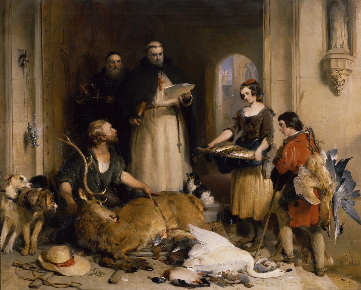 Escena en la época antigua en la abadía de Bolton, c.1834 de Edwin Landseer