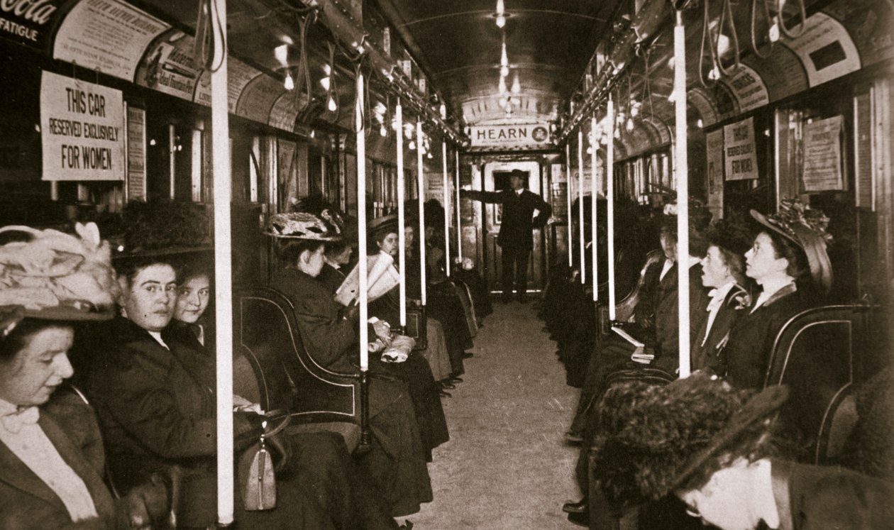 Tren del metro del río Hudson, Nueva York, EE.UU., c. 1901 de Edwin Levick