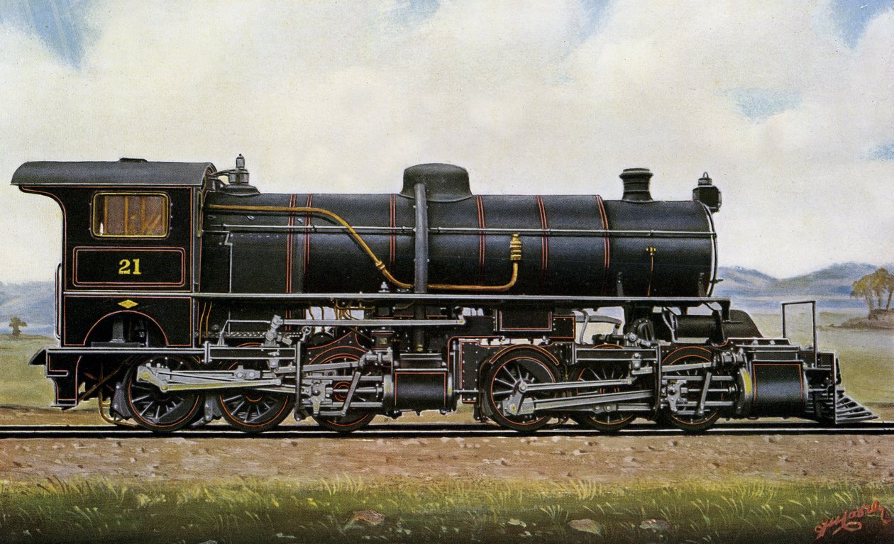 Locomotora de vapor nº 21. Entre los mongoles: Servicio de mazos en las montañas de Khingan, ferrocarril Pekín - Kalgang de Edwin Thomas Rudd
