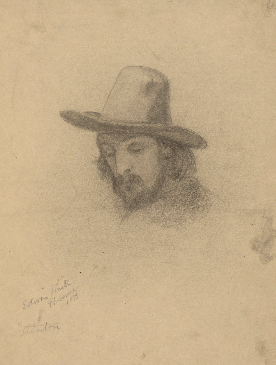 Edward Winslow, boceto para la firma del pacto en la cabina del Mayflower de Edwin White