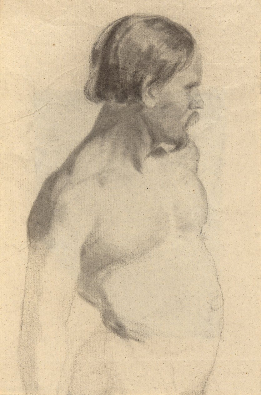 Desnudo masculino (anverso); Botas, boceto para La firma del pacto del Mayflower (verso) de Edwin White