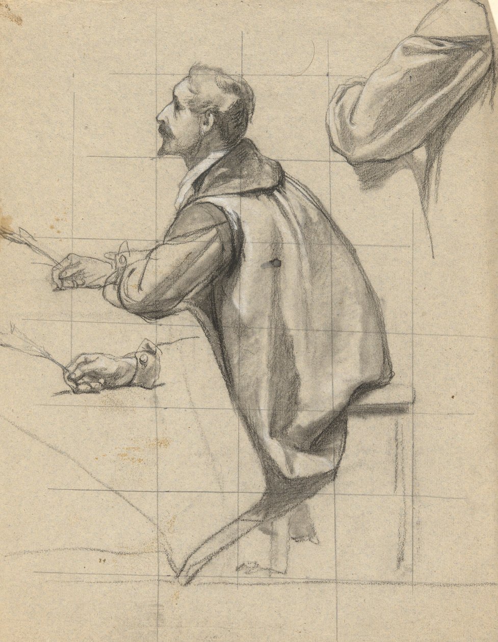 Hombre, boceto para Firma del Pacto en la Cabina del Mayflower de Edwin White
