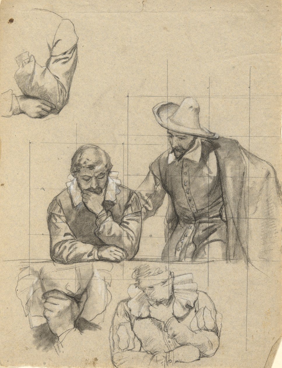Grupo no identificado, boceto para la Firma del Pacto en la Cabina del Mayflower de Edwin White