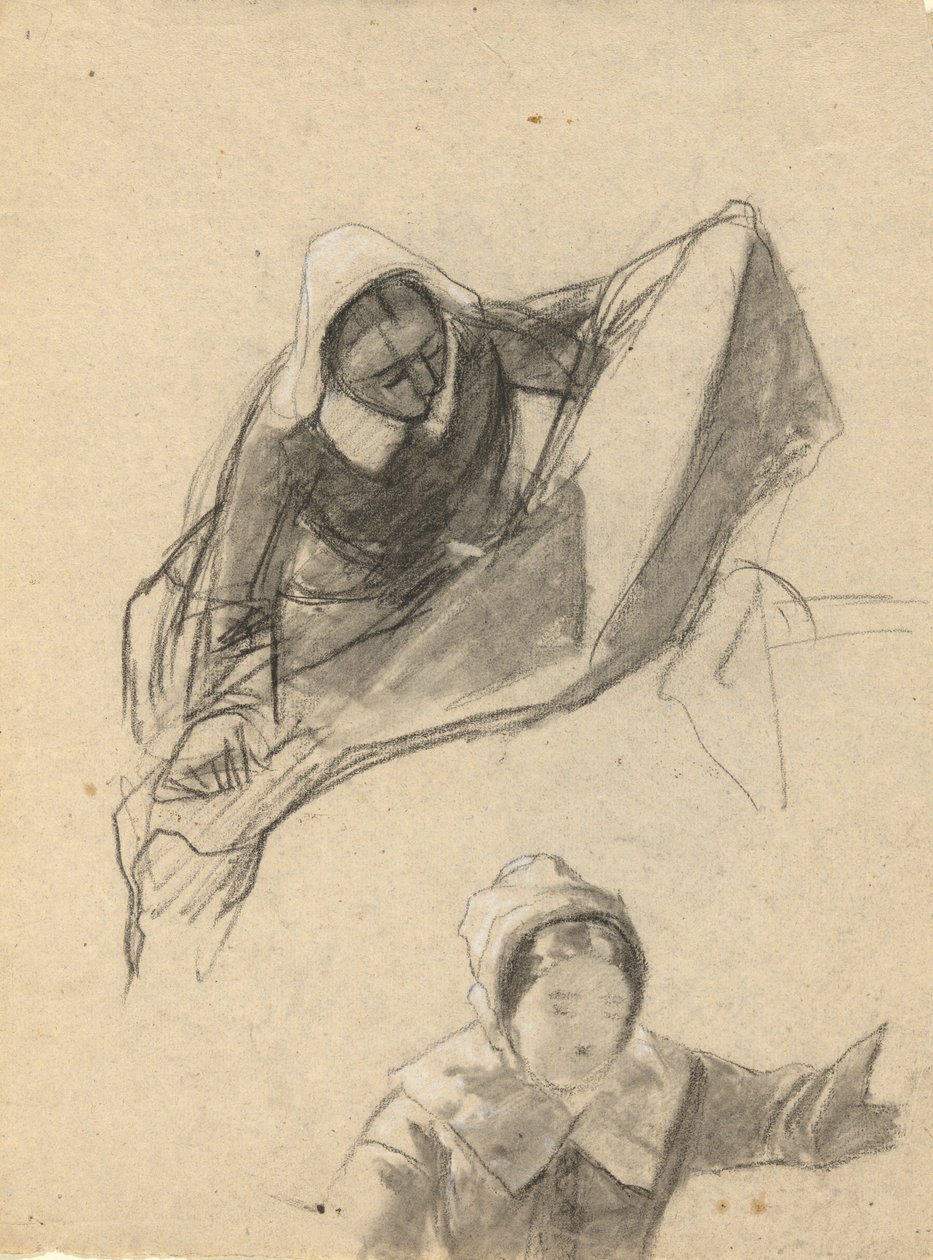 Mujer, boceto para Firma del Pacto en la Cabina del Mayflower de Edwin White