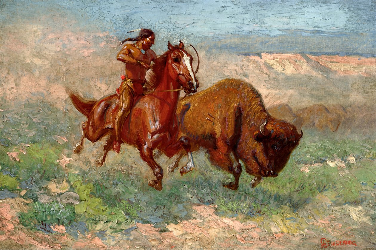 Un joven Arapaho (óleo sobre lienzo) de Edwin Willard Deming
