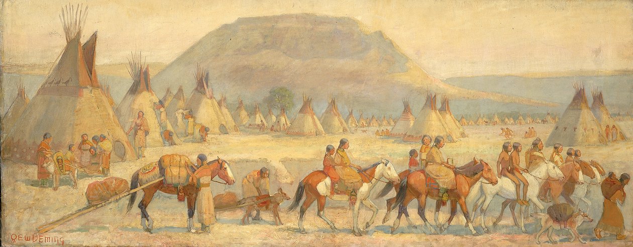 Escena de campamento Blackfoot, finales del siglo XIX-principios del siglo XX de Edwin Willard Deming