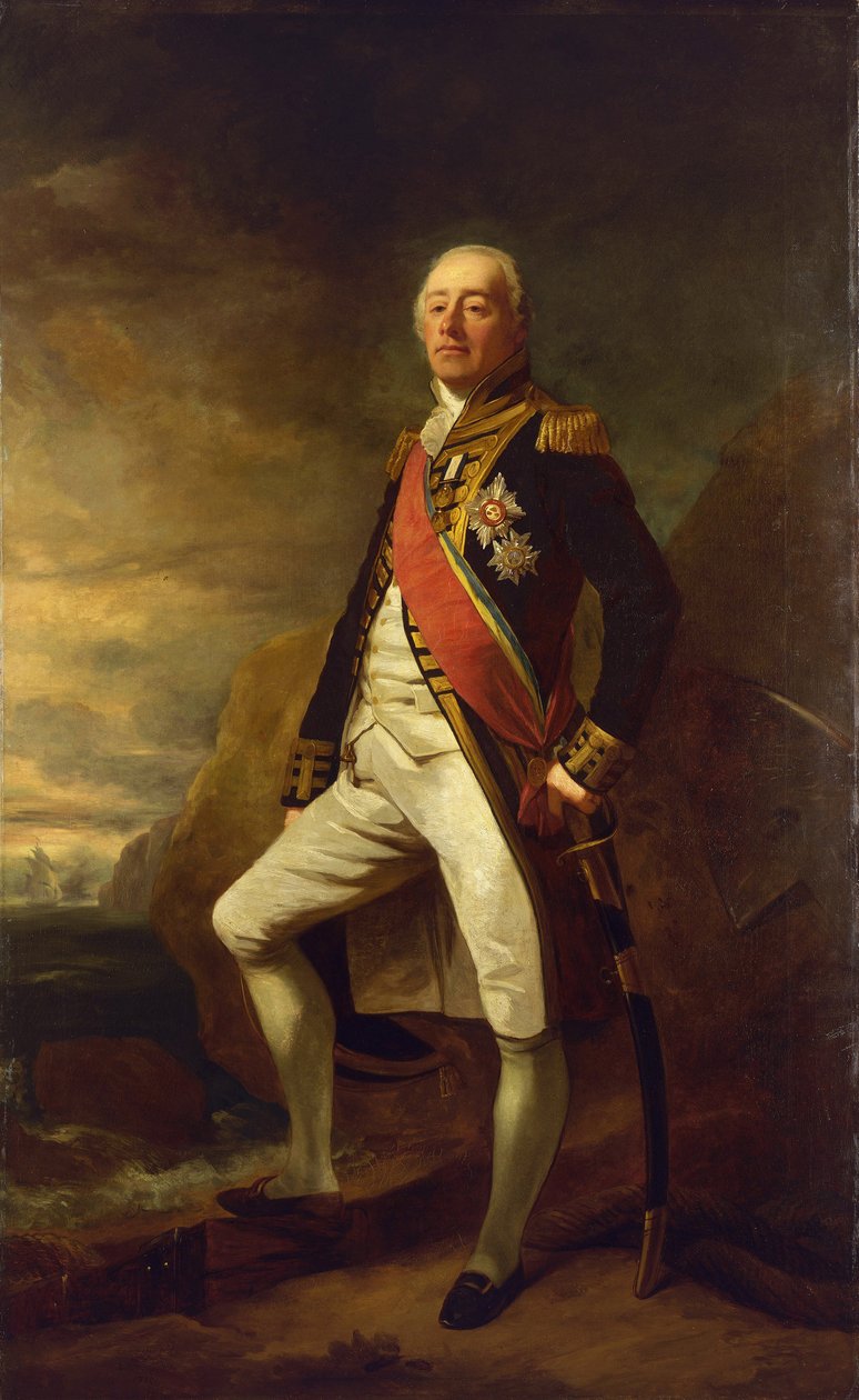 Retrato del vicealmirante James Saumarez (1757-1836), primer barón de Saumarez, célebre por su victoria en la batalla de Algeciras (bahía de Gibraltar) en 1801. de Edwin Williams