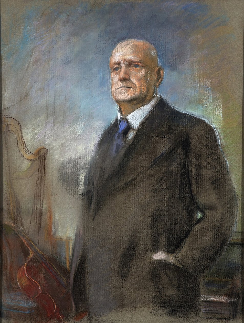 Jean (Johan) Sibelius (1865-1957) - Eero Jaernefelt (1863-1937). Pastel sobre cartón Dimensión : 87x51 cm Colección privada de Eero Järnefelt