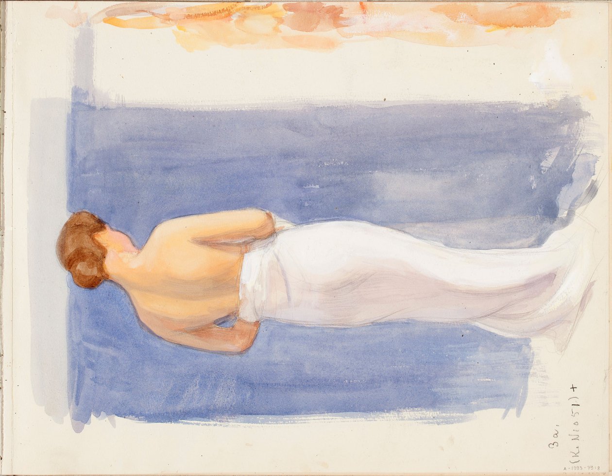 «Bathing Sheet», página del cuaderno de bocetos de Järnefelt de Eero Järnefelt