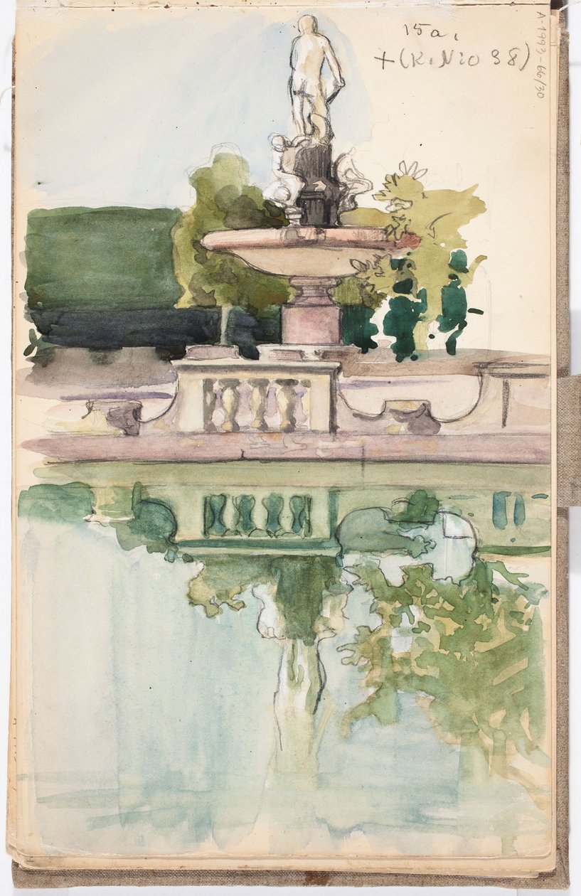 Jardín de Bóboli, Florencia, página del cuaderno de bocetos de Järnefelt de Eero Järnefelt
