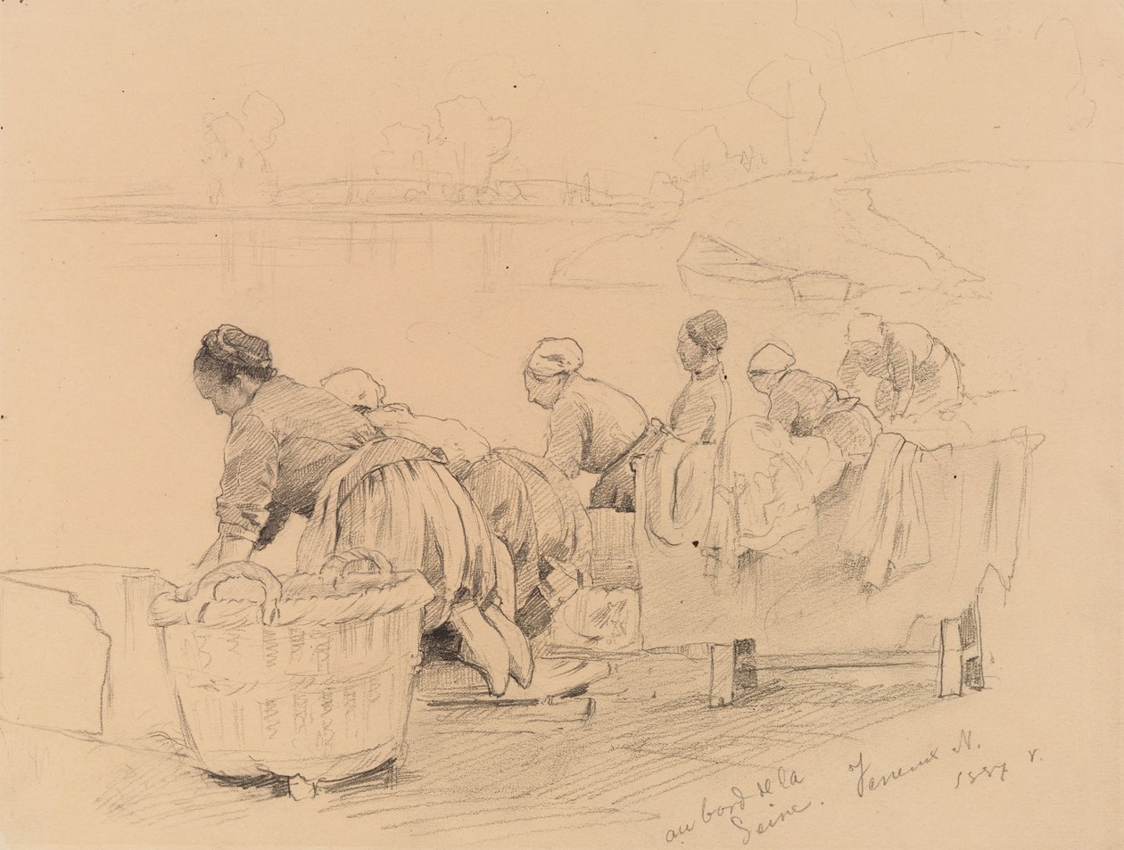 Lavanderas junto al río Sena de Eero Järnefelt