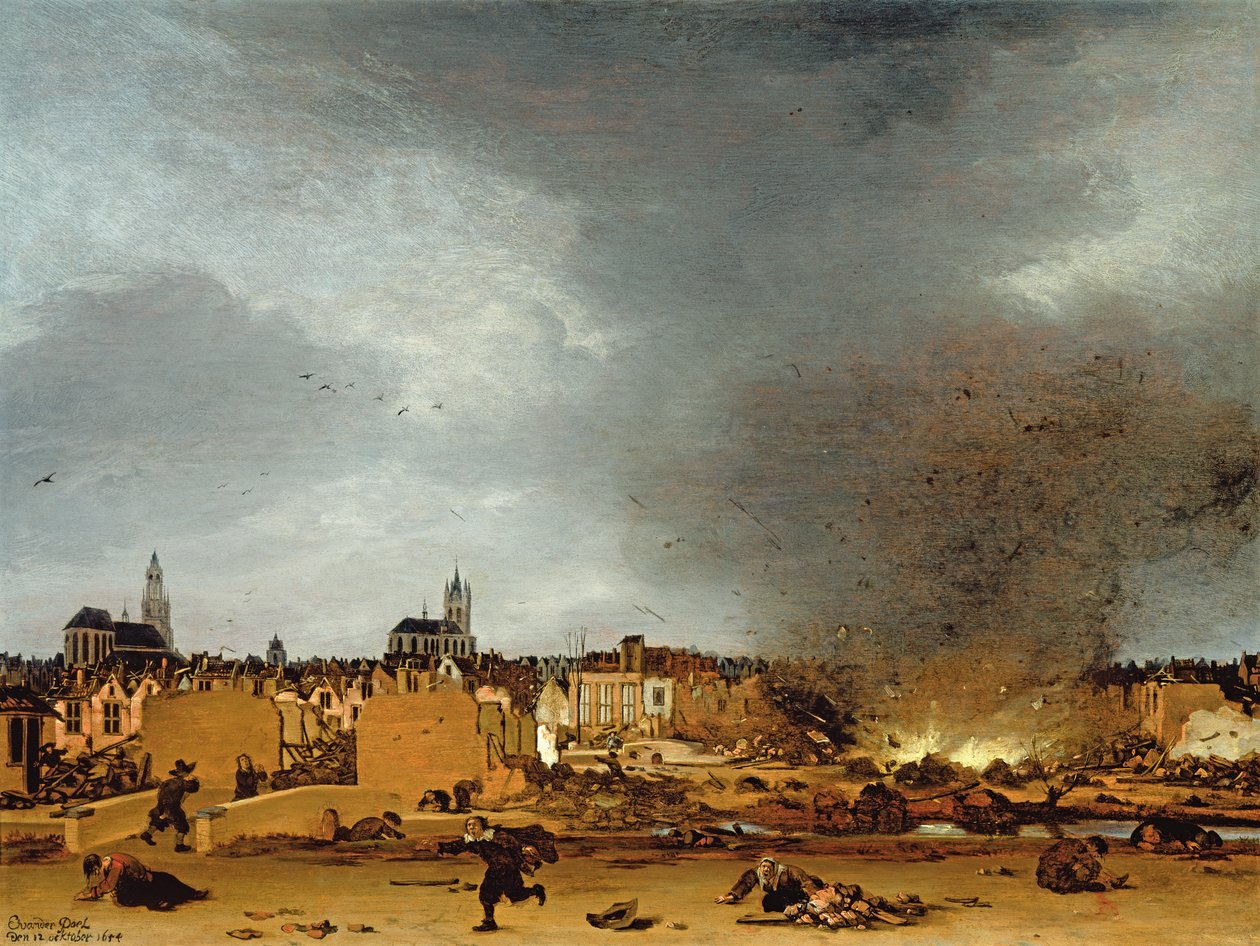 Vista de Delft con la explosión de 1654, 1654 de Egbert van der Poel