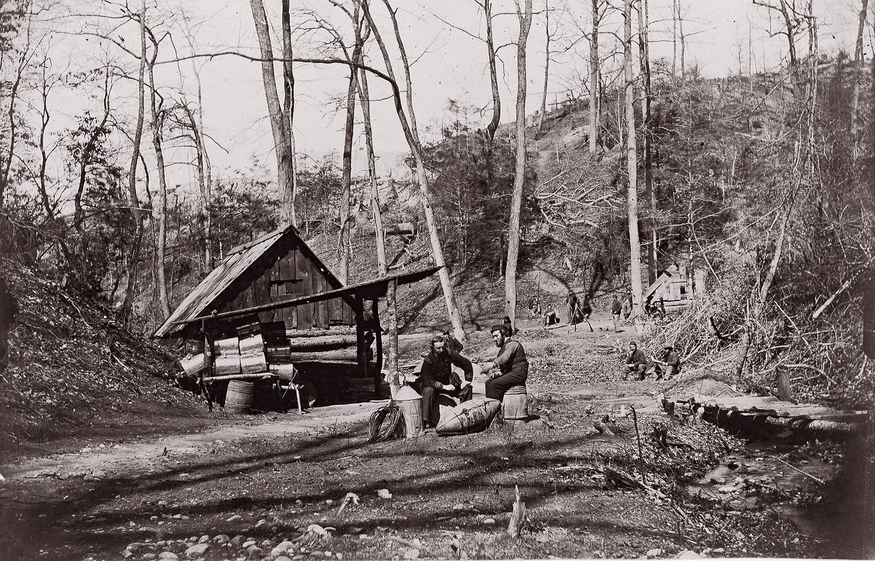 [Una estación de unión en el río James establecida para extraer pólvora de los confederados] de Egbert Guy Fowx.