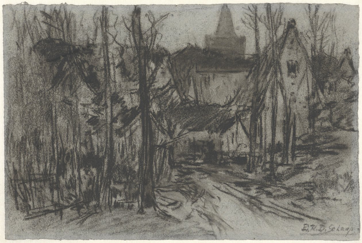 Vista de un pueblo a través de los árboles de Egbert Rubertus Derk Schaap
