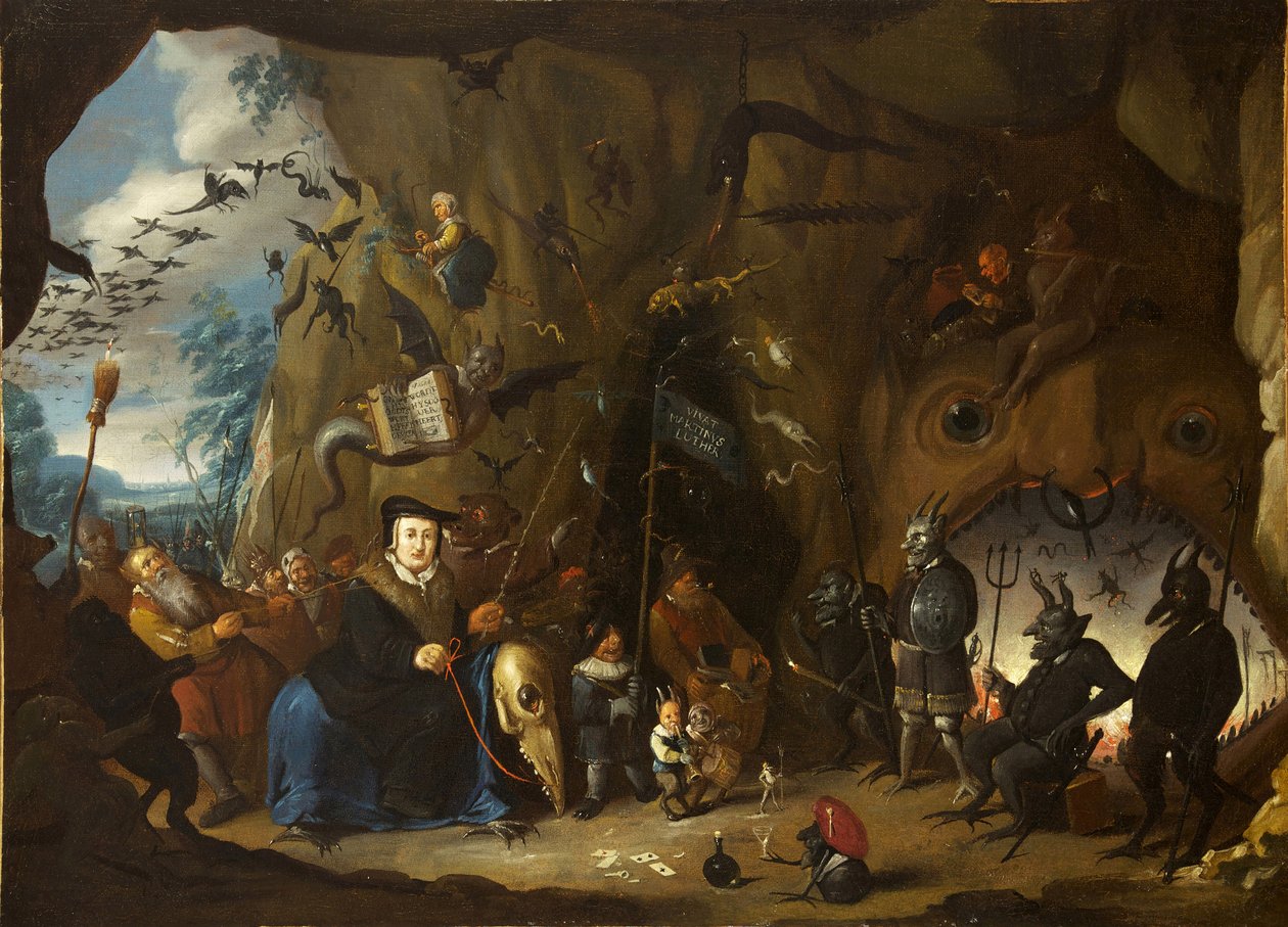 Lutero en el infierno de Egbert van Heemskerk the Younger