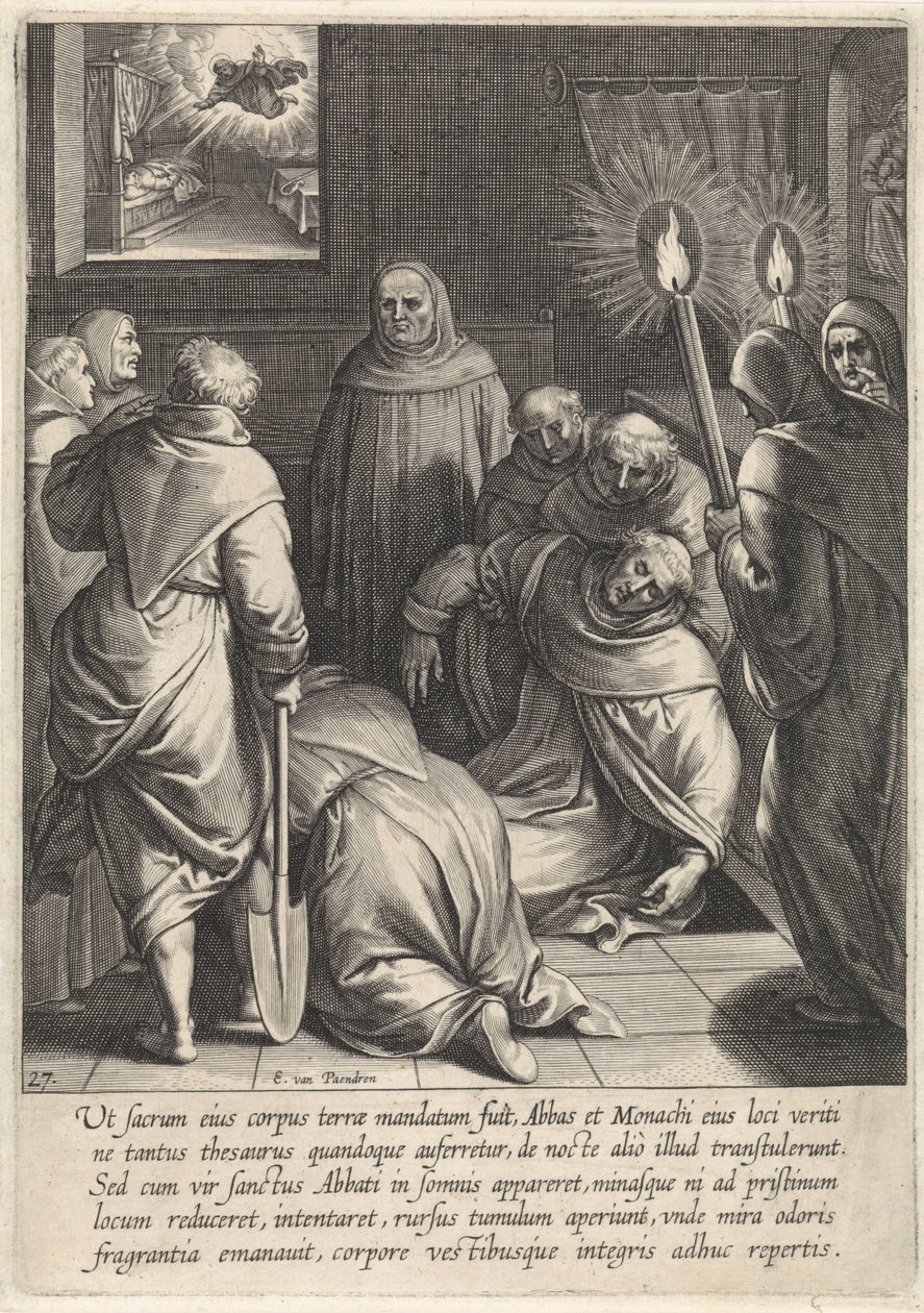 Exhumación del cuerpo de Tomás de Aquino La vida de Santo Tomás de Aquino (título de la serie) de Egbert van Panderen