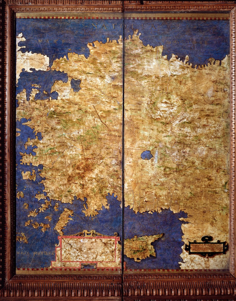 Mapa de Anatolia hecho por Egnazio Danti (1536-1586) matemático, cosmógrafo y arquitecto italiano. Alrededor de 1567. Florencia, Palazzo Vecchio, Sala del Mappamondo de Egnazio Danti