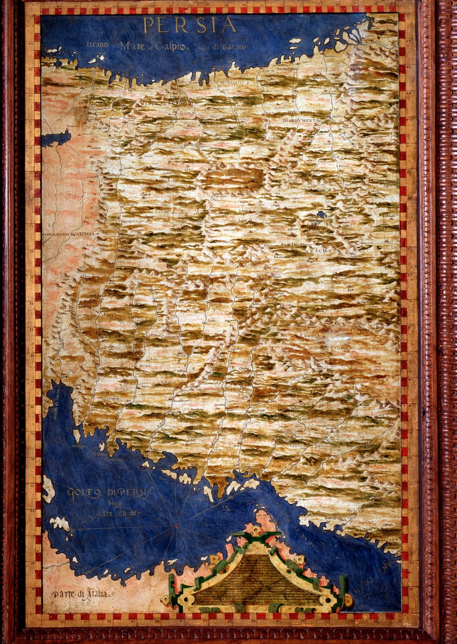Persia (Irán) Mapa realizado por Egnazio Danti (1536-1586) matemático, cosmógrafo y arquitecto italiano. Alrededor de 1567. Florencia, Palazzo Vecchio, Sala del Mappamondo de Egnazio Danti
