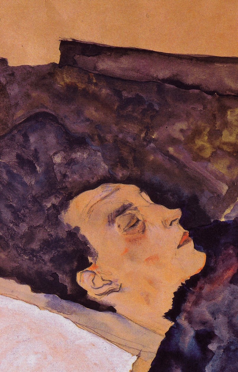 La madre dormida del artista de Egon Schiele