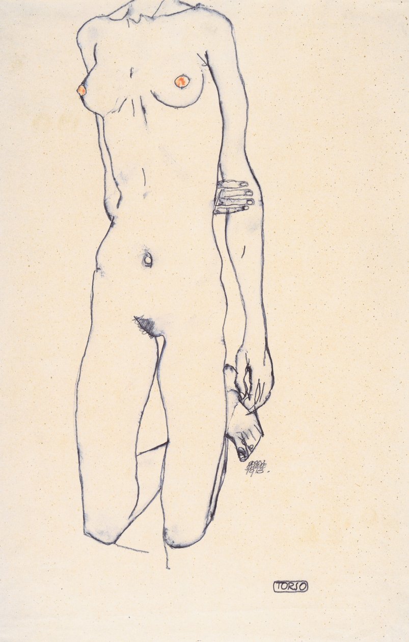 Torso de una niña arrodillada de Egon Schiele