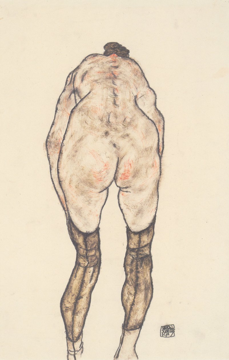 Desnudo femenino de espaldas de Egon Schiele