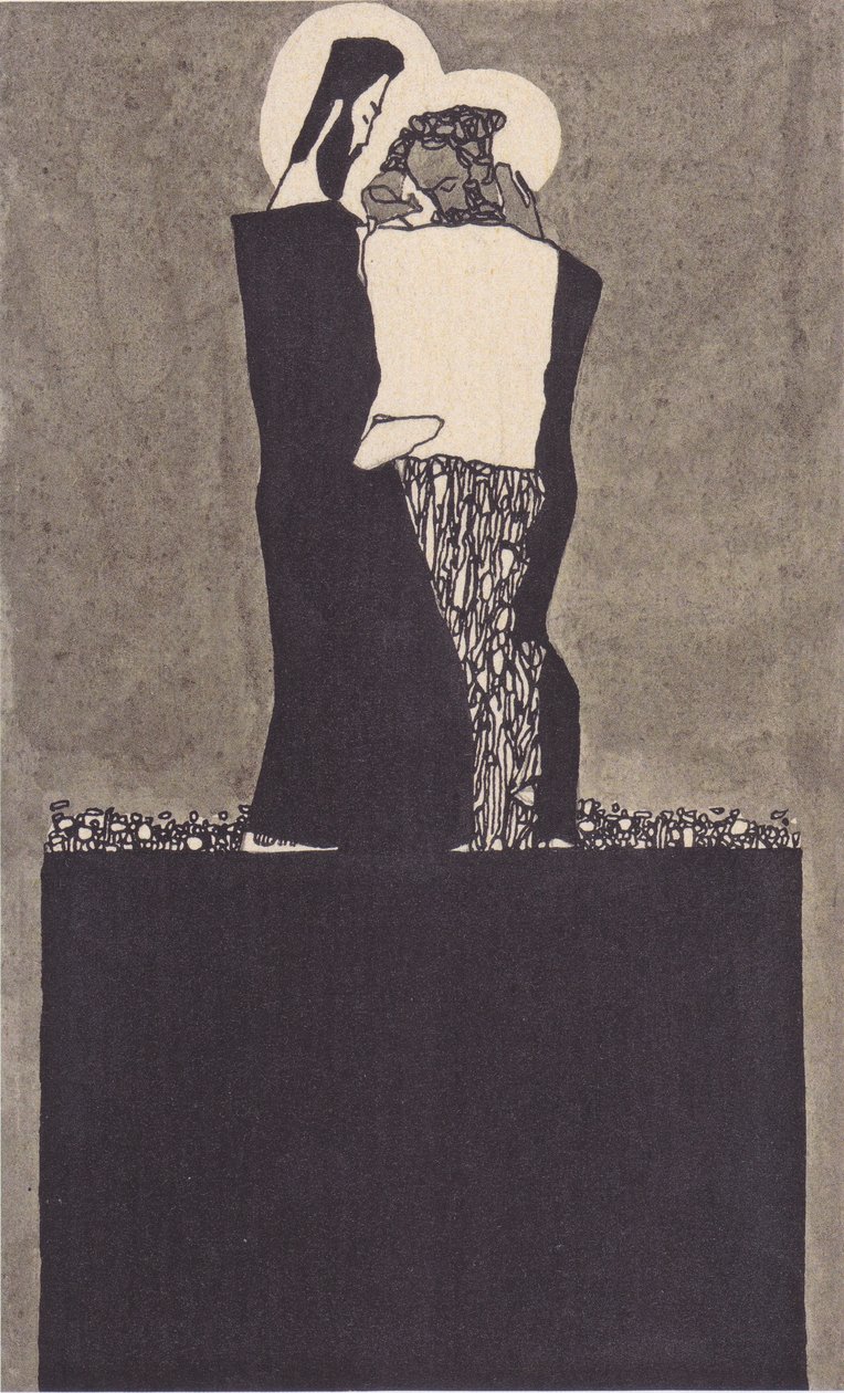 Dos hombres con nimbo de Egon Schiele