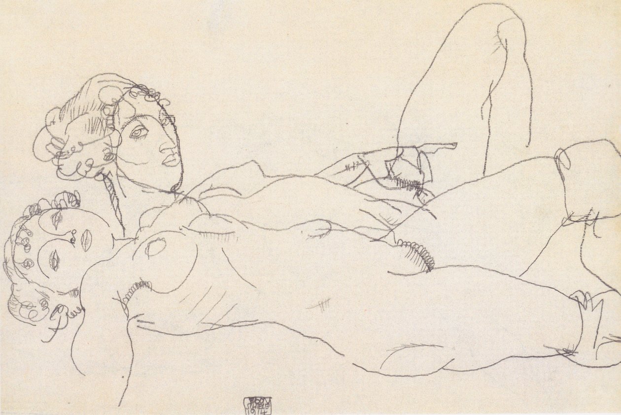 Dos chicas desnudas acostadas de Egon Schiele
