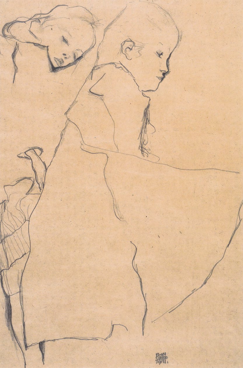 Dos chicas durmiendo de Egon Schiele