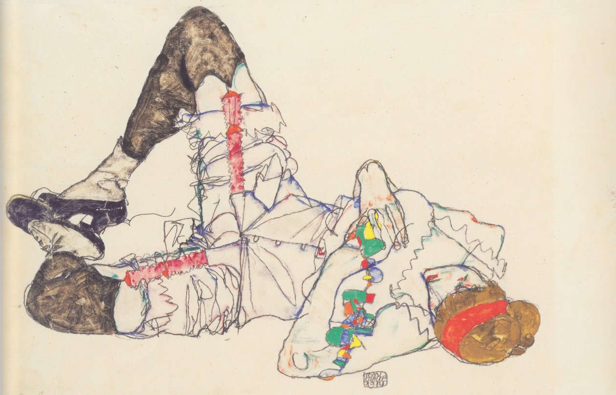 Mujer acostada de espaldas de Egon Schiele