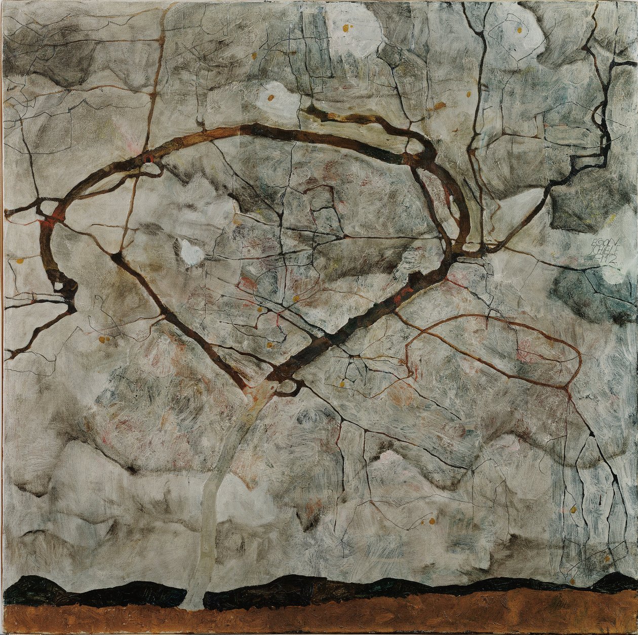 Árbol de otoño en aire agitado (Árbol de invierno) de Egon Schiele