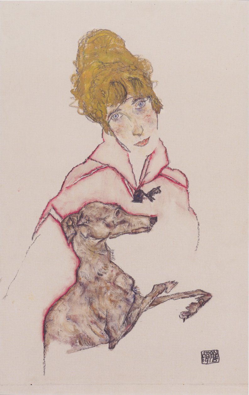 Edith Schiele con galgo de Egon Schiele
