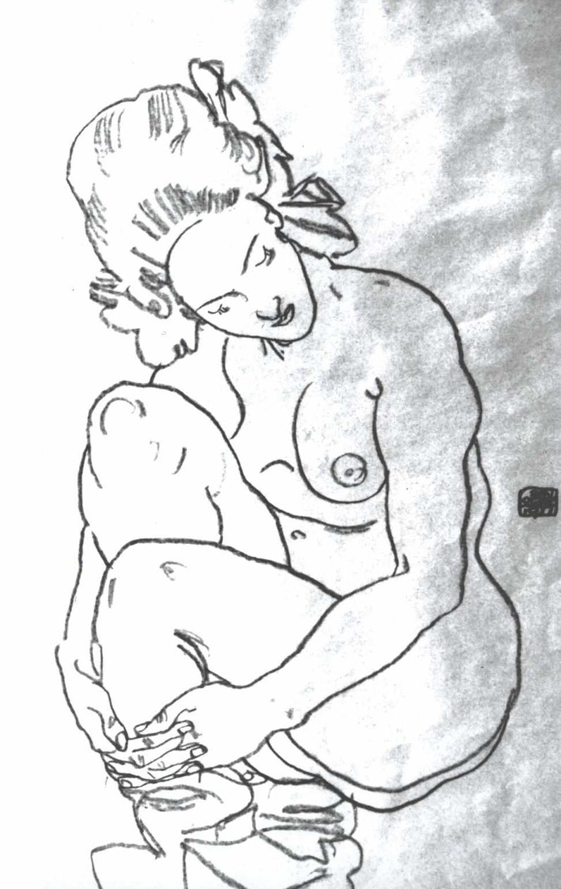 Desnudo en cuclillas de Egon Schiele