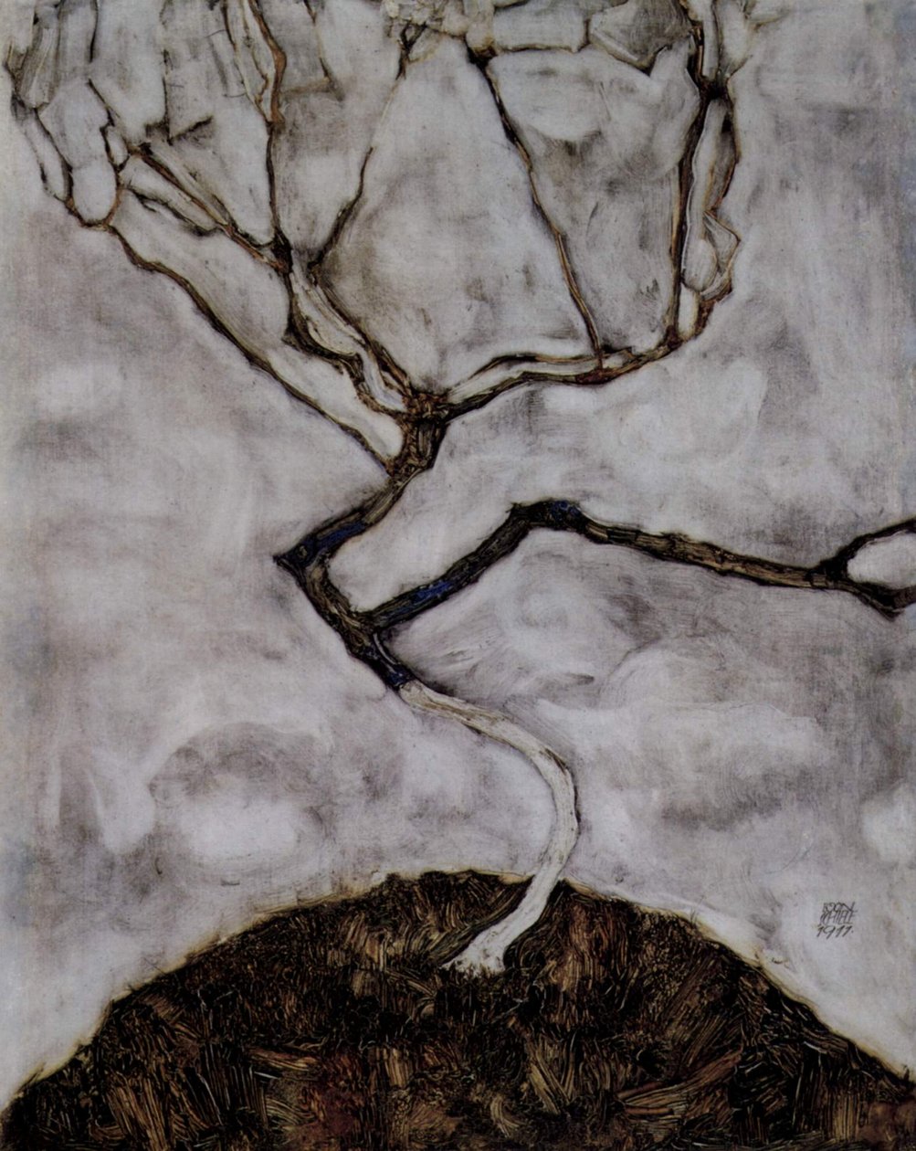 Pequeño árbol en el final del otoño de Egon Schiele