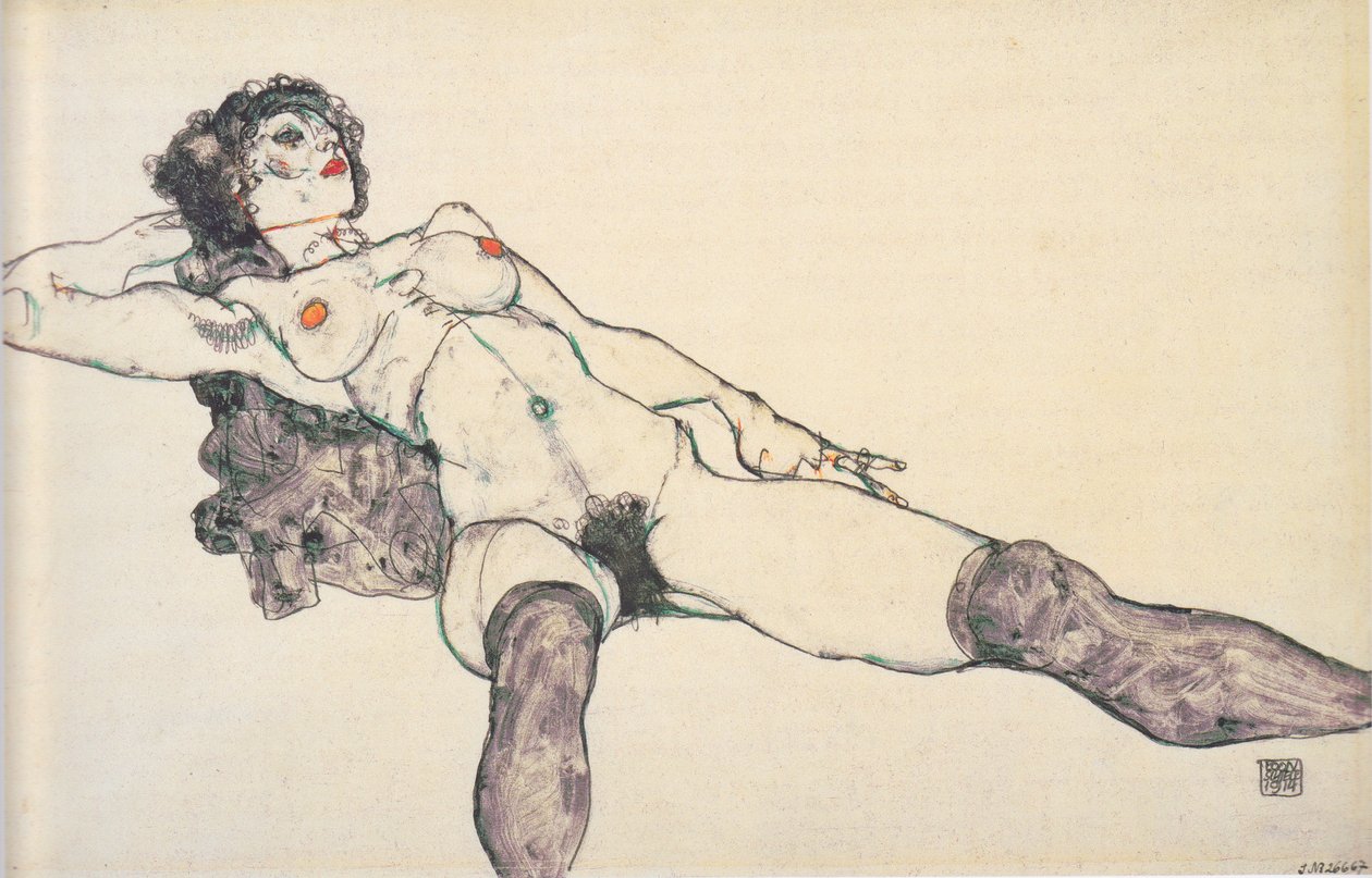 Desnudo femenino acostado con piernas abiertas de Egon Schiele