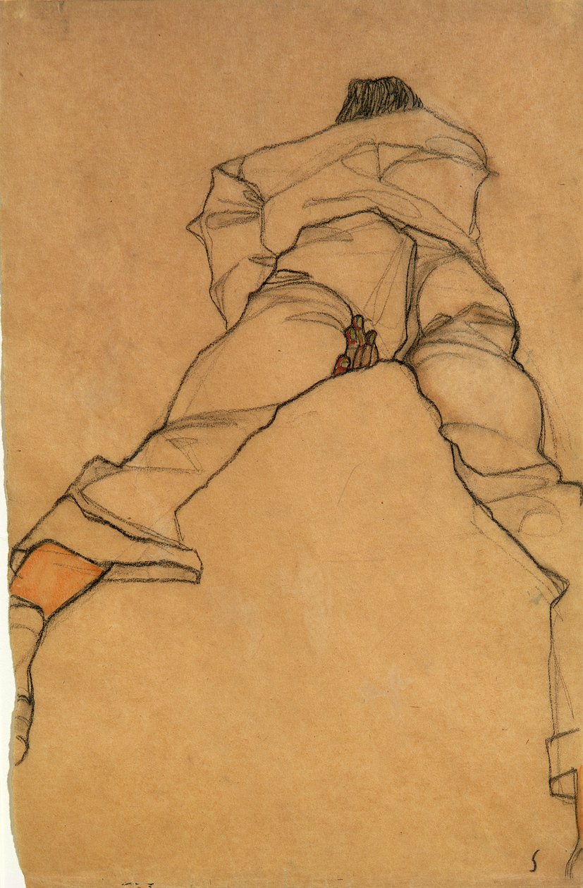 Hombre acostado boca abajo, vista trasera, 1910 de Egon Schiele