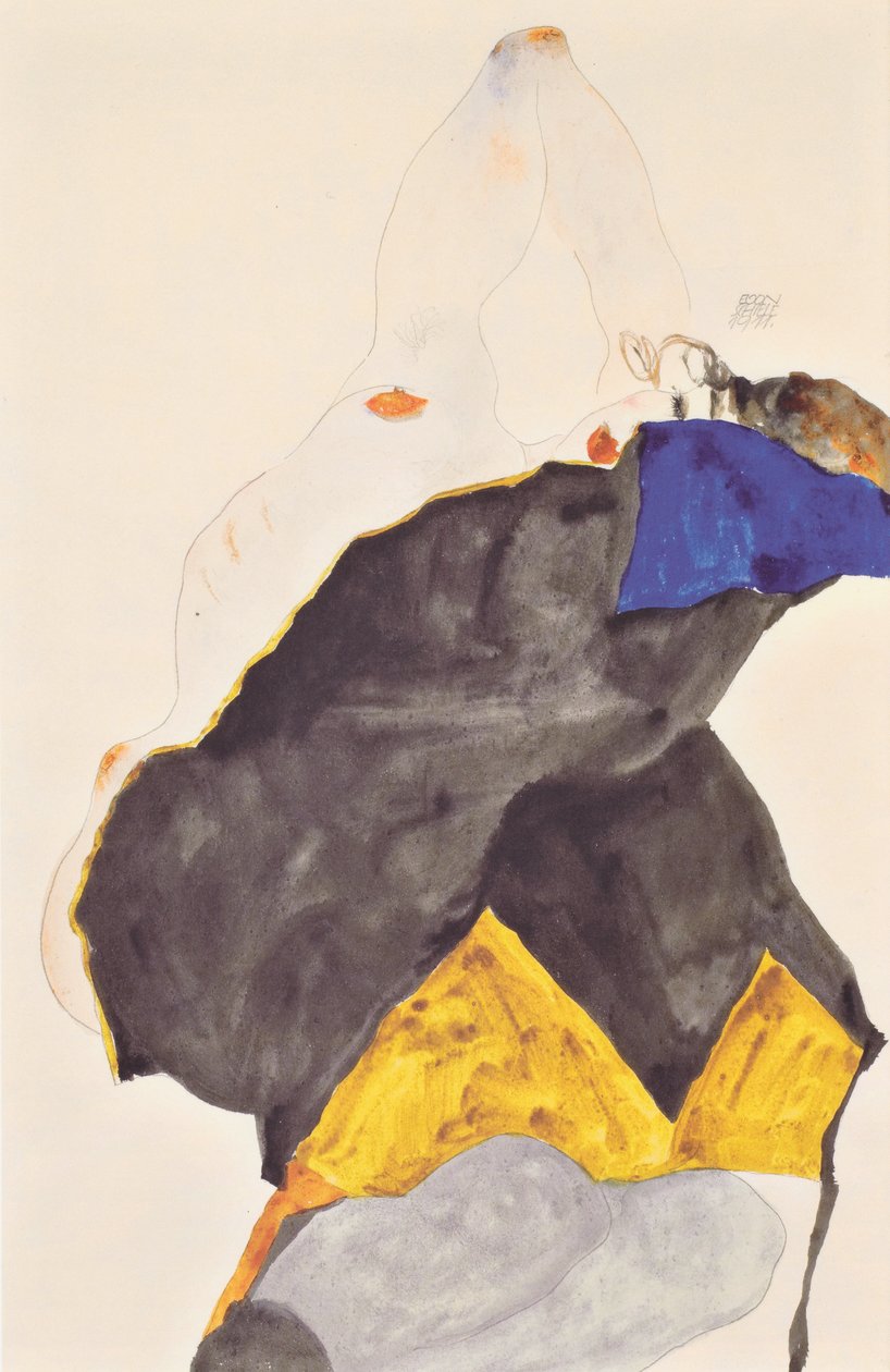Niña con codos levantados de Egon Schiele
